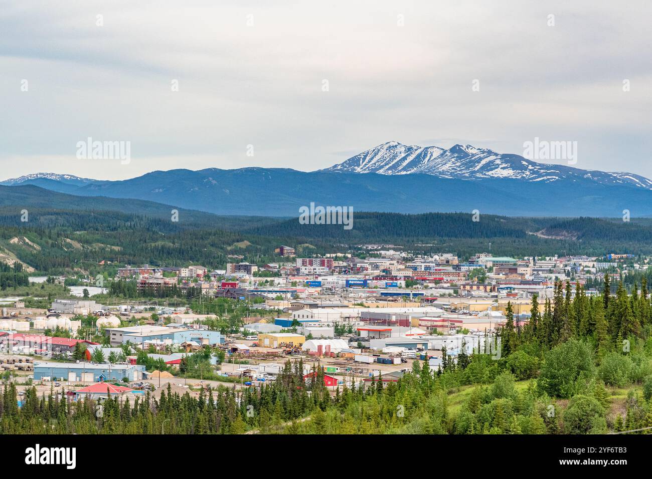 Whitehorse nel territorio dello Yukon, Canada settentrionale. Il Klondike, città della corsa all'oro vista in estate Foto Stock