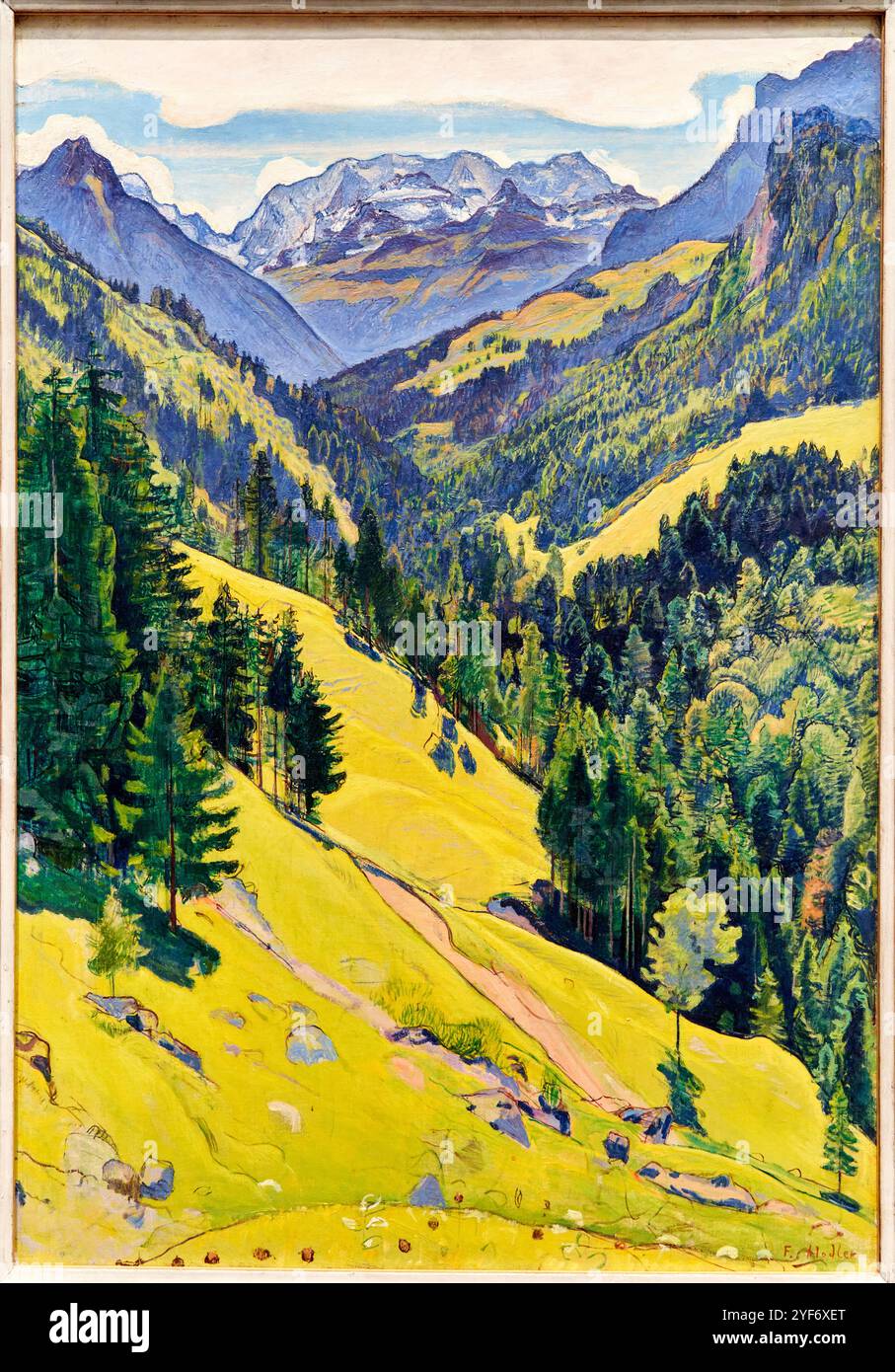 La valle di Kien con il massiccio del Bluemlisalp, 1902, Ferdinand Hodler (1853-1918), la National Gallery, Londra, REGNO UNITO. Foto Stock