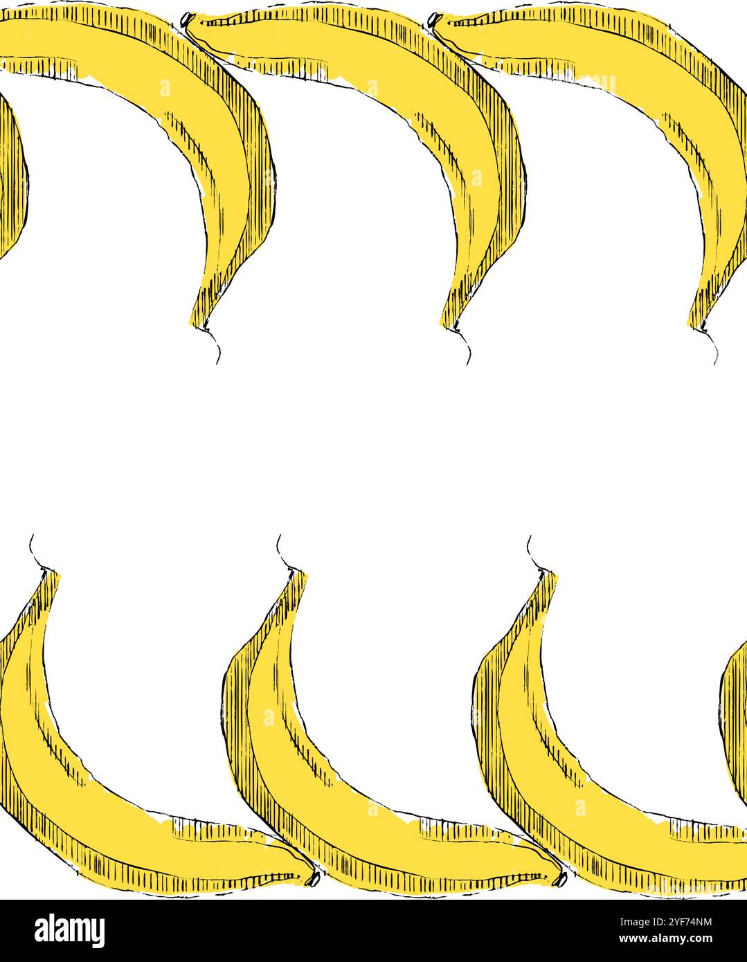 Frutti tropicali di banana in grafica. Striscione con motivo a bordo orizzontale senza cuciture. Illustrazione vettoriale Illustrazione Vettoriale