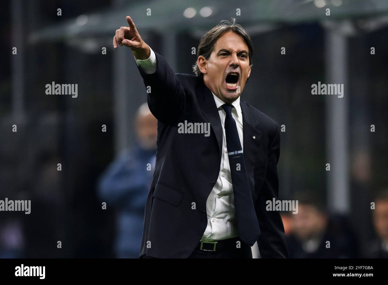 Milano, Italia. 3 novembre 2024. Simone Inzaghi, allenatore del FC Internazionale, reagisce durante la partita di serie A tra FC Internazionale e Venezia FC. Crediti: Nicolò campo/Alamy Live News Foto Stock