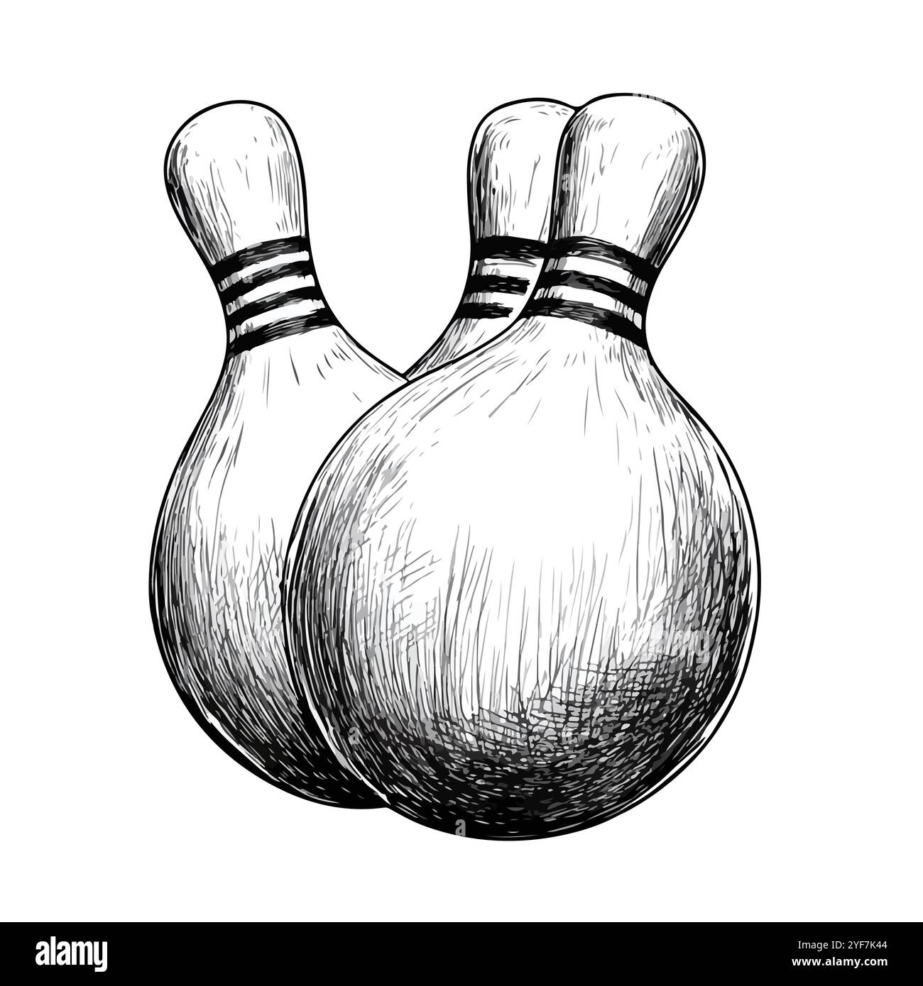 disegno bowling palla pin game sport vecto Illustrazione Vettoriale