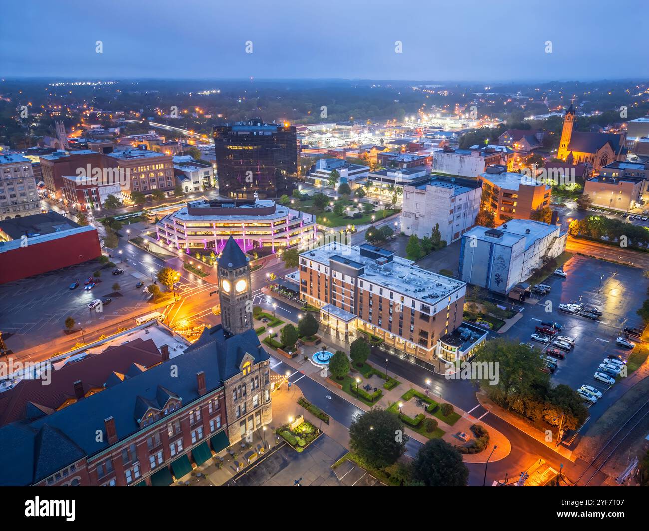 Springfield, Ohio, USA Town al Blue Hour. Foto Stock
