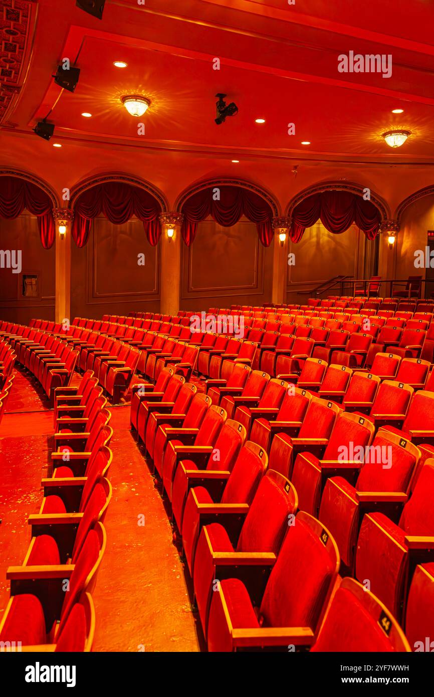 Disposizione astratta di posti a sedere al piano principale dell'Orpheum Theatre di Vancouver, Canada Foto Stock