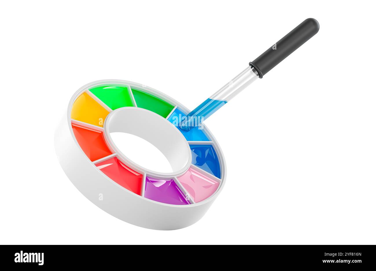 Guida della tavolozza dei colori Pantone con contagocce, rendering 3D isolato su sfondo bianco Foto Stock