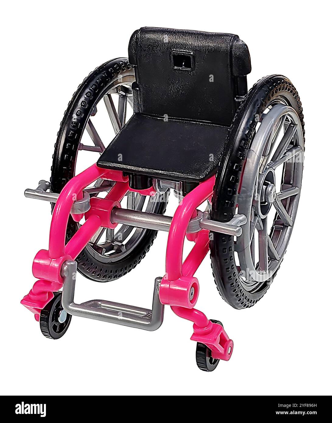 Pink Wheelchair vista da un angolo Foto Stock
