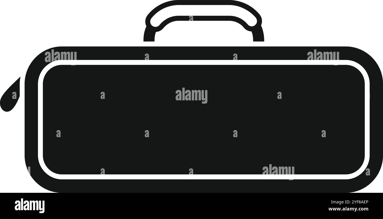 Custodia rettangolare nera con manico, ideale per piccoli oggetti e utensili, con un design semplice e minimalista Illustrazione Vettoriale