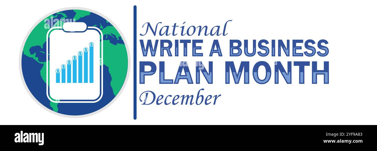 National scrivere un mese di Business Plan. Dicembre. Adatto per biglietti d'auguri, poster e striscioni. Illustrazione moderna Illustrazione Vettoriale
