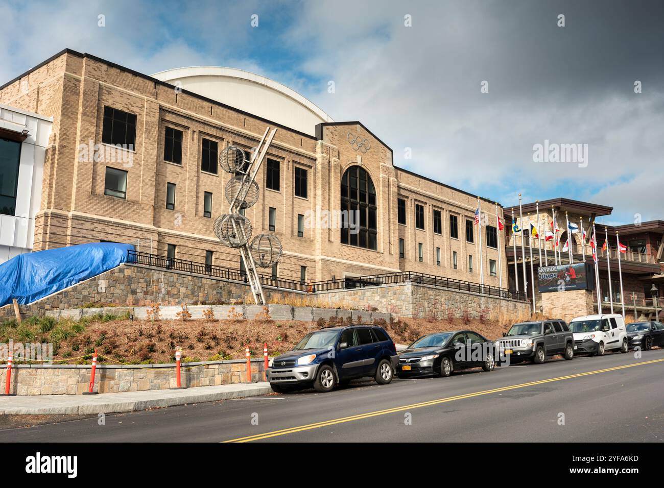 Lake Placid Herb Brooks Arena sulla Main Street, Adirondacks Foto Stock