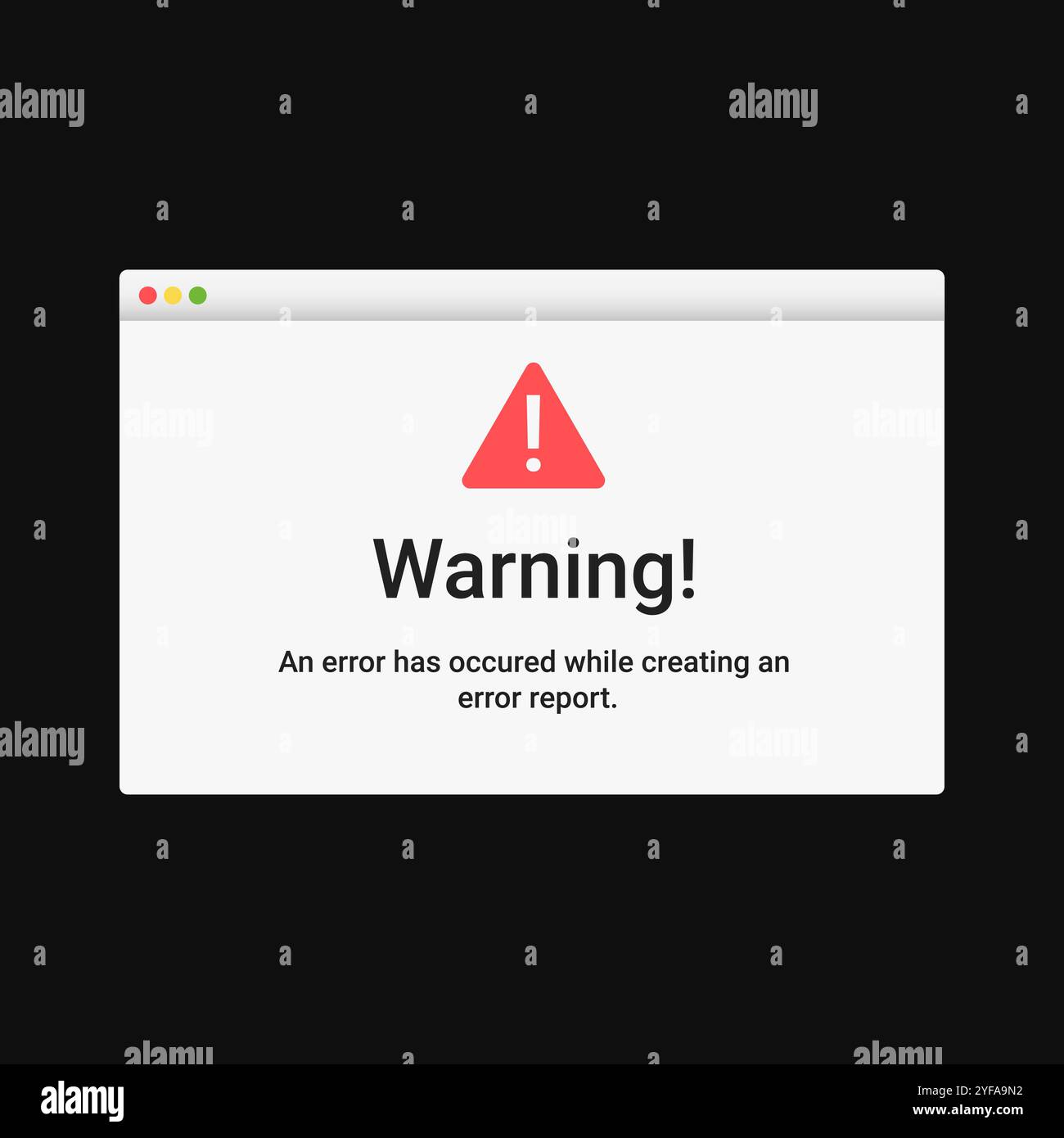 Messaggio di notifica di avvertimento moderno sullo schermo. Messaggio virus di errore sul desktop. Illustrazione Vettoriale