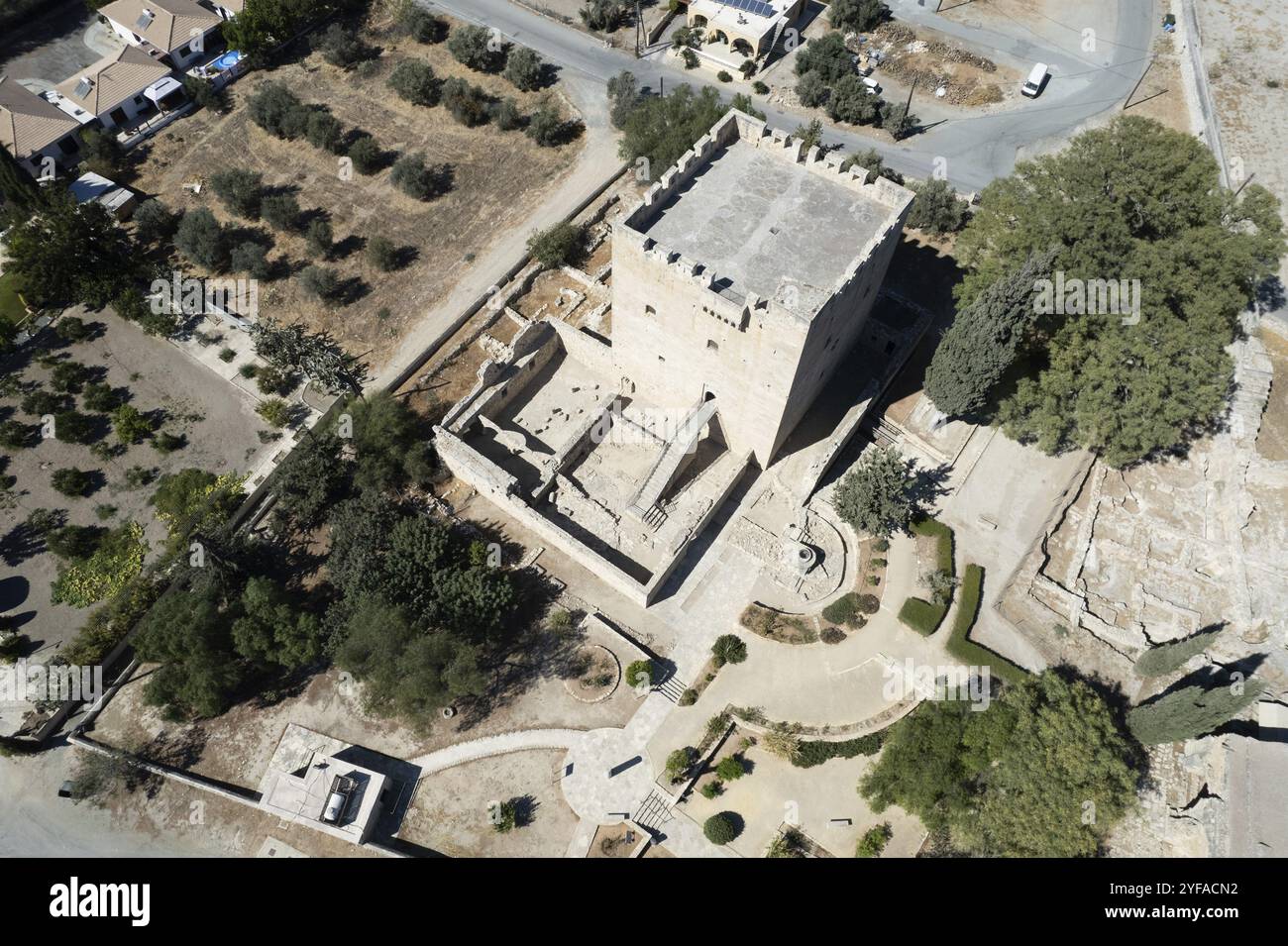 Vista aerea del forte del castello di Kolossi a Limassol. Cipro europa luoghi storici antichi Foto Stock
