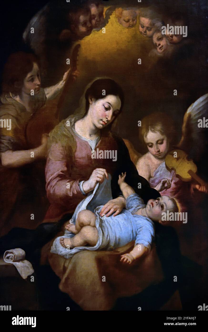 La Vergine dei vestiti a dorso di Bartolome Esteban Murillo 1617-1782 Spagna, pittore barocco spagnolo. Spagna, ( Museo di Belle Arti Budapest ) ( Museo di Belle Arti Budapest ) Foto Stock