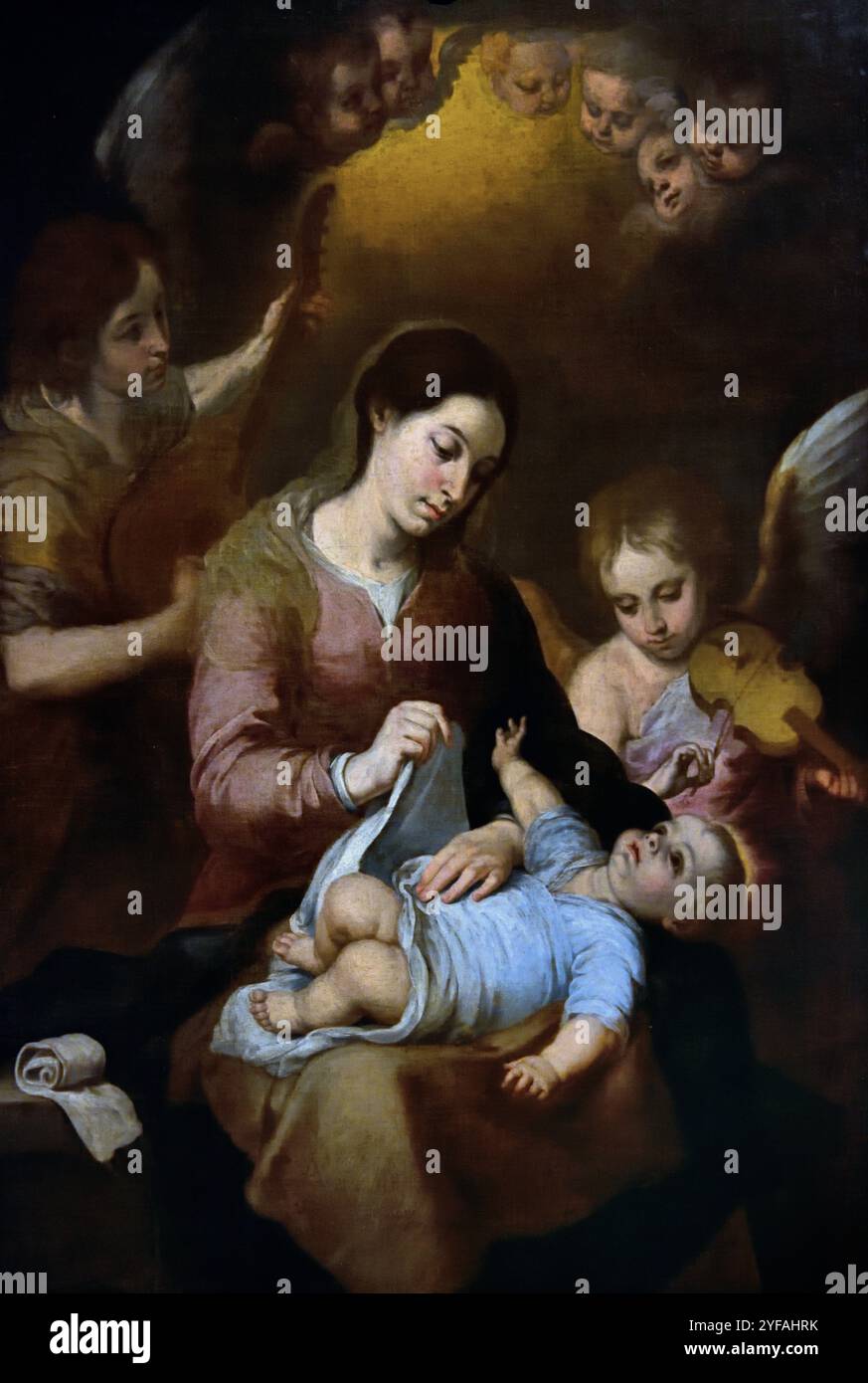 La Vergine dei vestiti a dorso di Bartolome Esteban Murillo 1617-1782 Spagna, pittore barocco spagnolo. Spagna, ( Museo di Belle Arti Budapest ) ( Museo di Belle Arti Budapest ) Foto Stock
