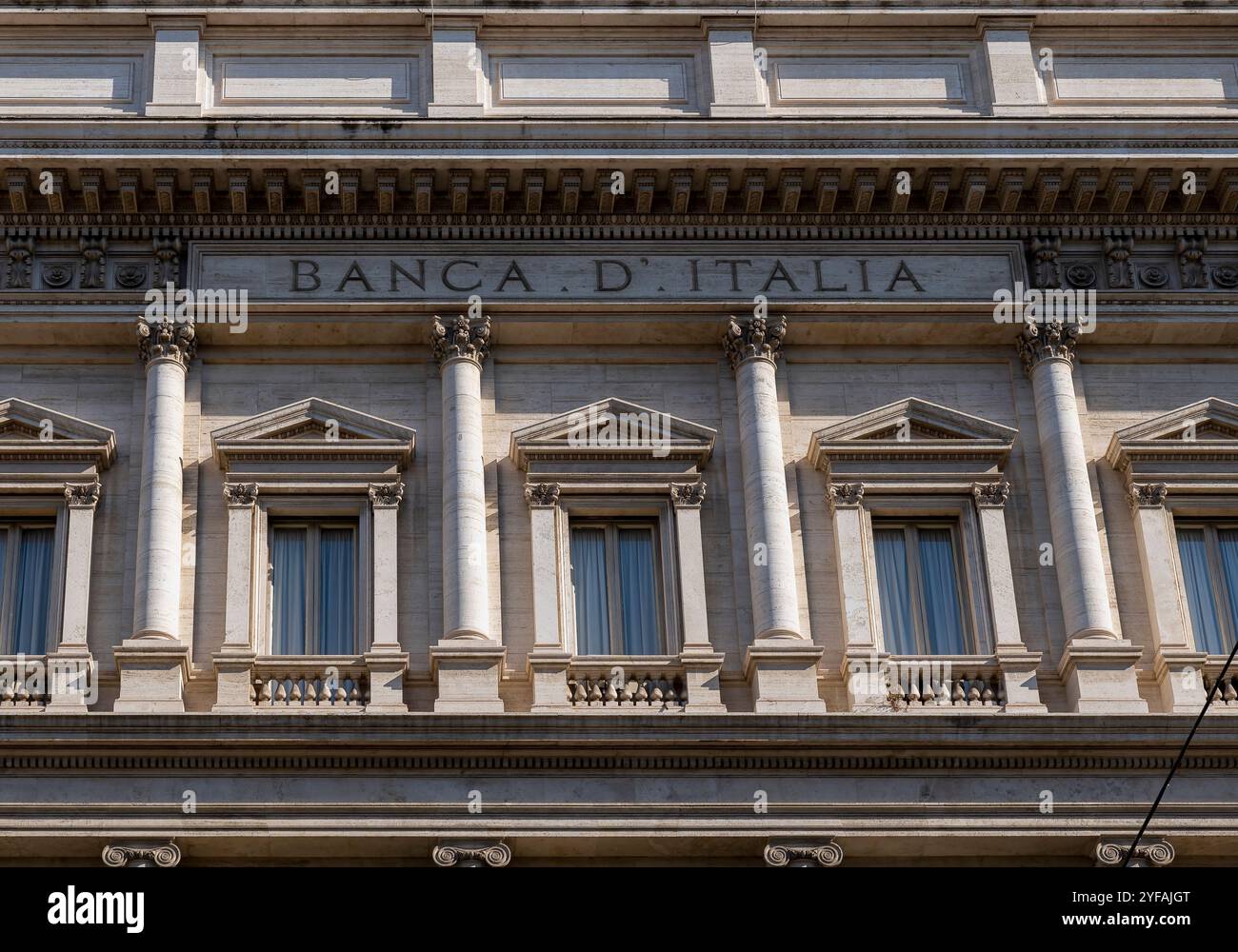 Sede centrale di Bank of Italy a Palazzo Koch. Architettura iconica e storia finanziaria nel cuore della capitale italiana. Roma, Italia, Europa, UE Foto Stock