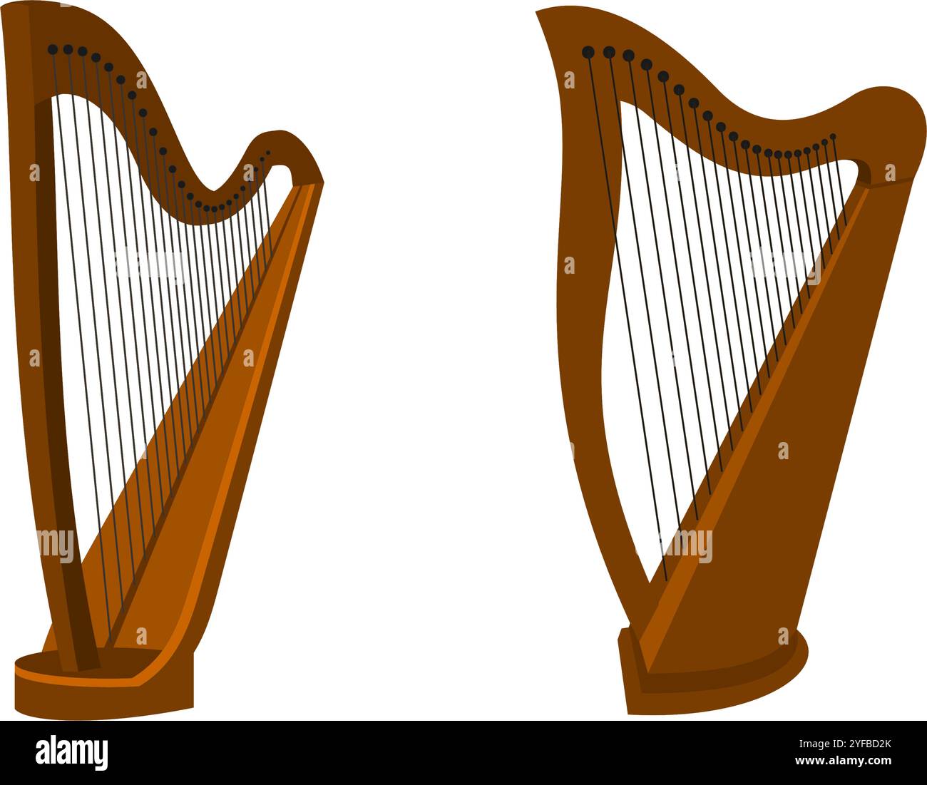 harp imposta vettore con vista diversa. illustrazione vettoriale isolata su sfondo bianco. Illustrazione Vettoriale