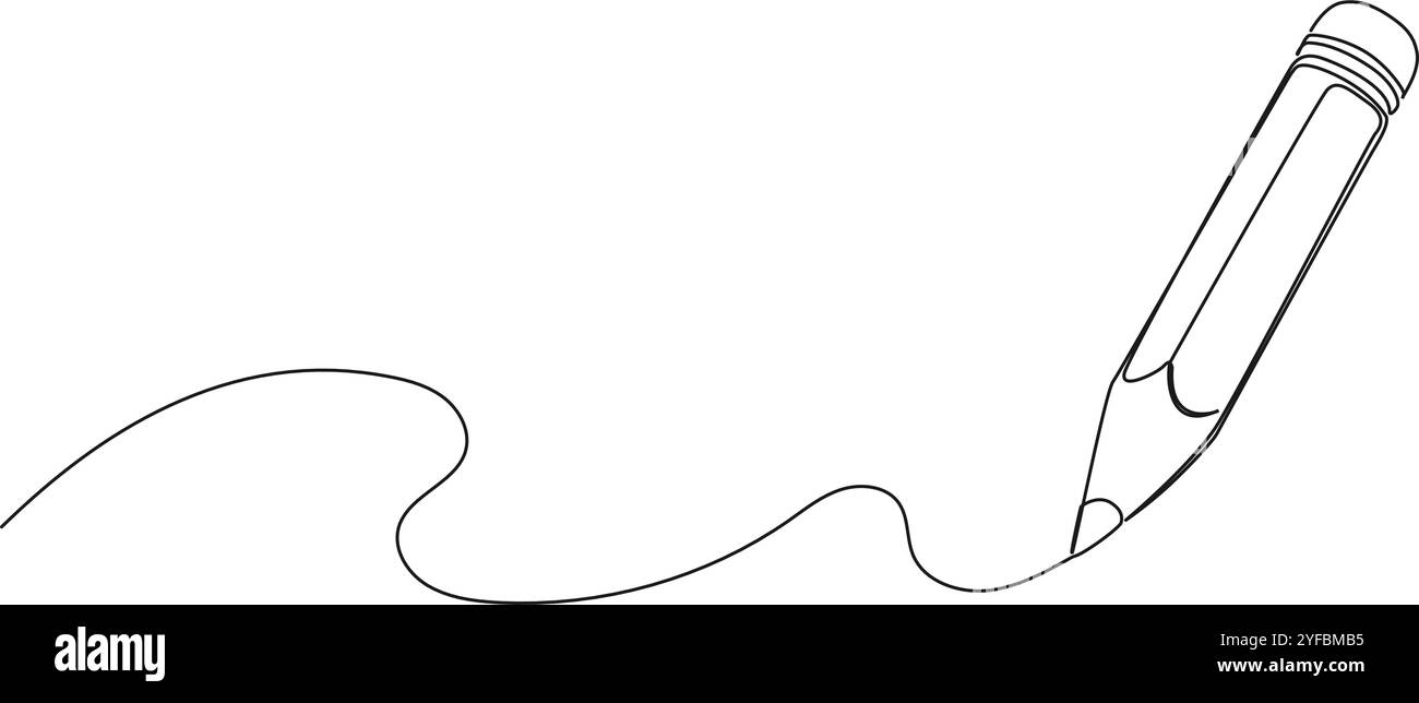 disegno a linea singola continuo di matita, illustrazione vettoriale di disegni al tratto Illustrazione Vettoriale