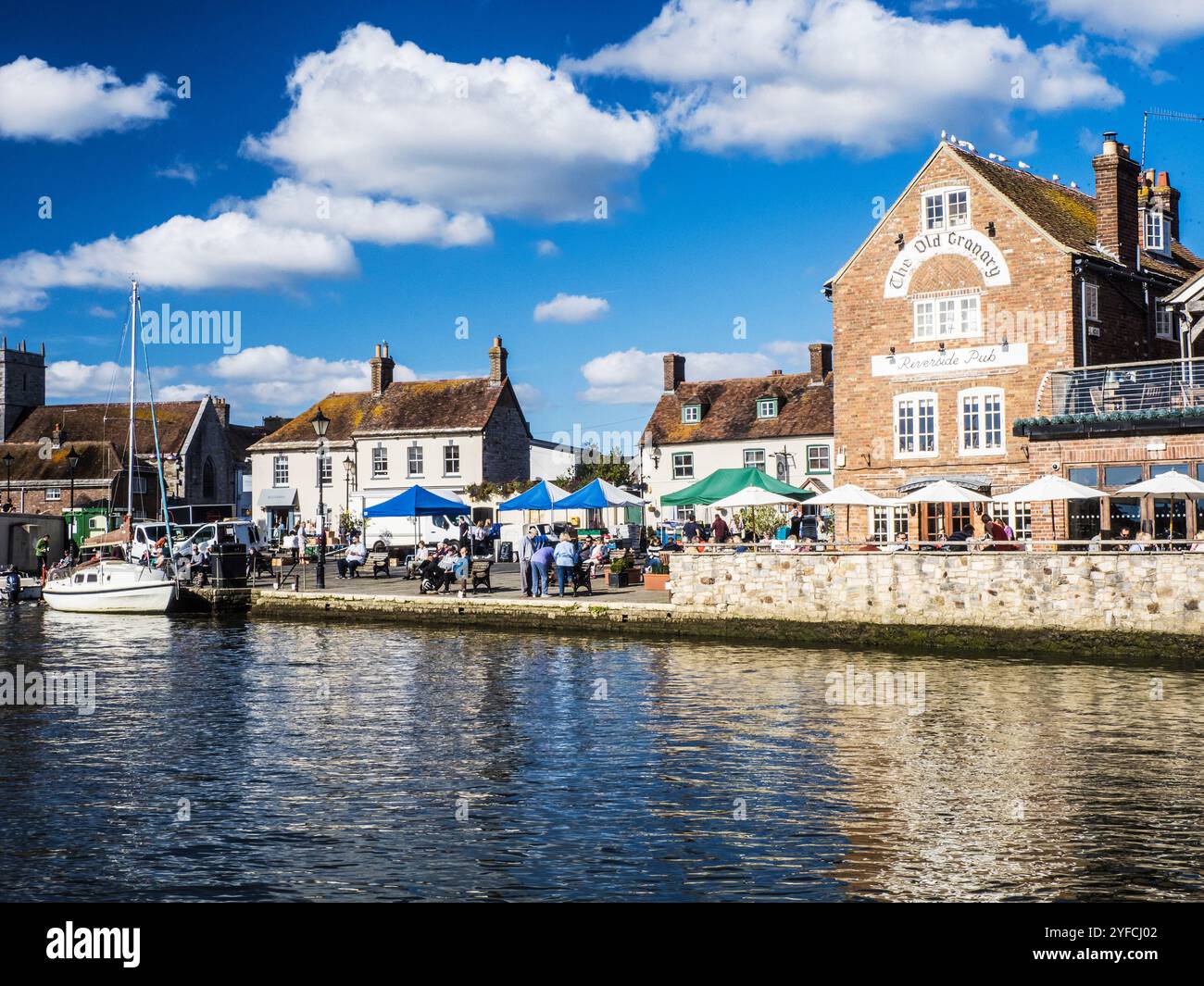 Il vivace Quay di Wareham nel Dorset. Foto Stock