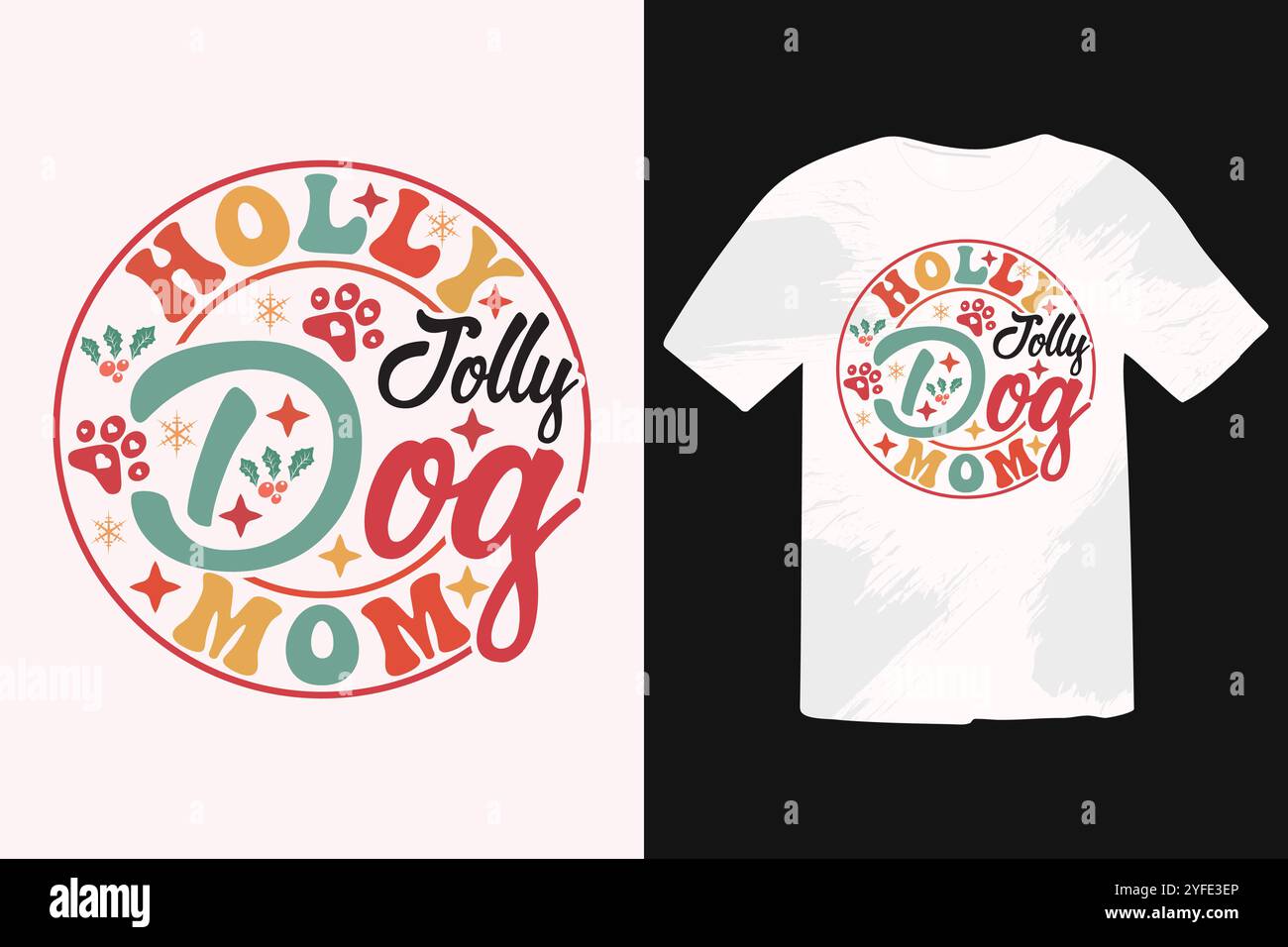 Christmas Pink Dog SVG Design Illustrazione Vettoriale