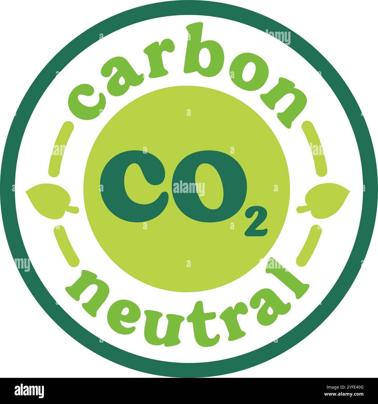 Etichetta CO2 neutro al carbonio con design circolare verde Illustrazione Vettoriale
