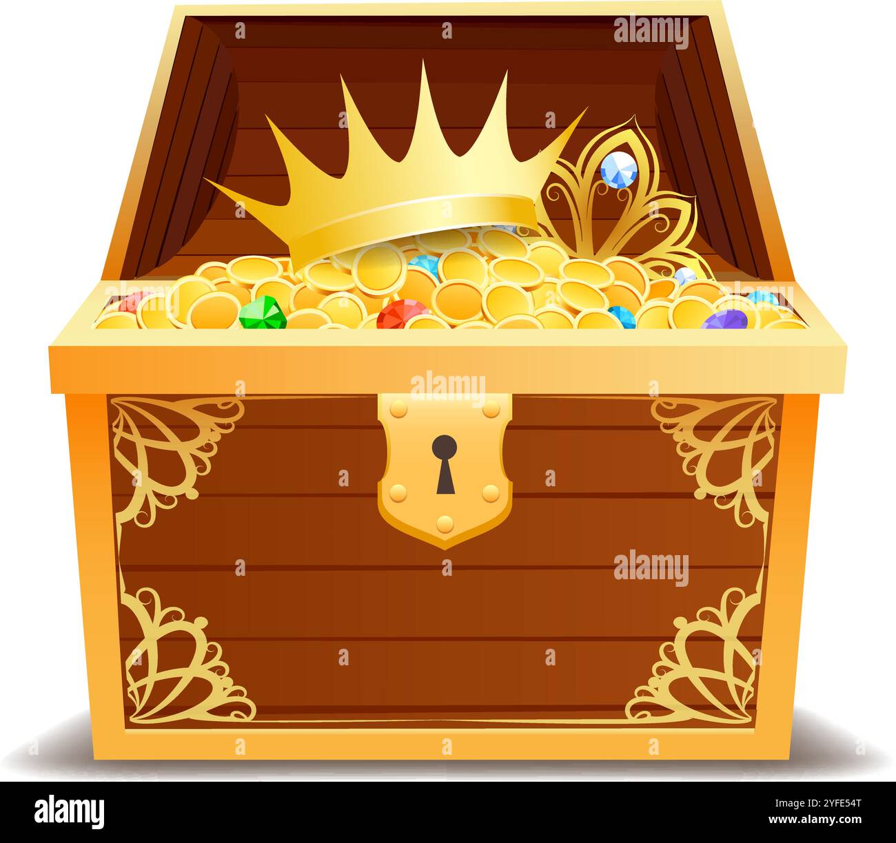 Cassetta in legno con oro Illustrazione Vettoriale