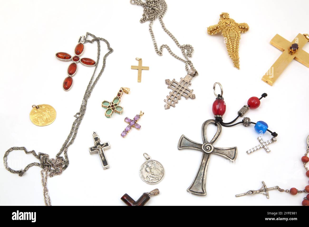 Collezione di croci e Crocifissi Foto Stock