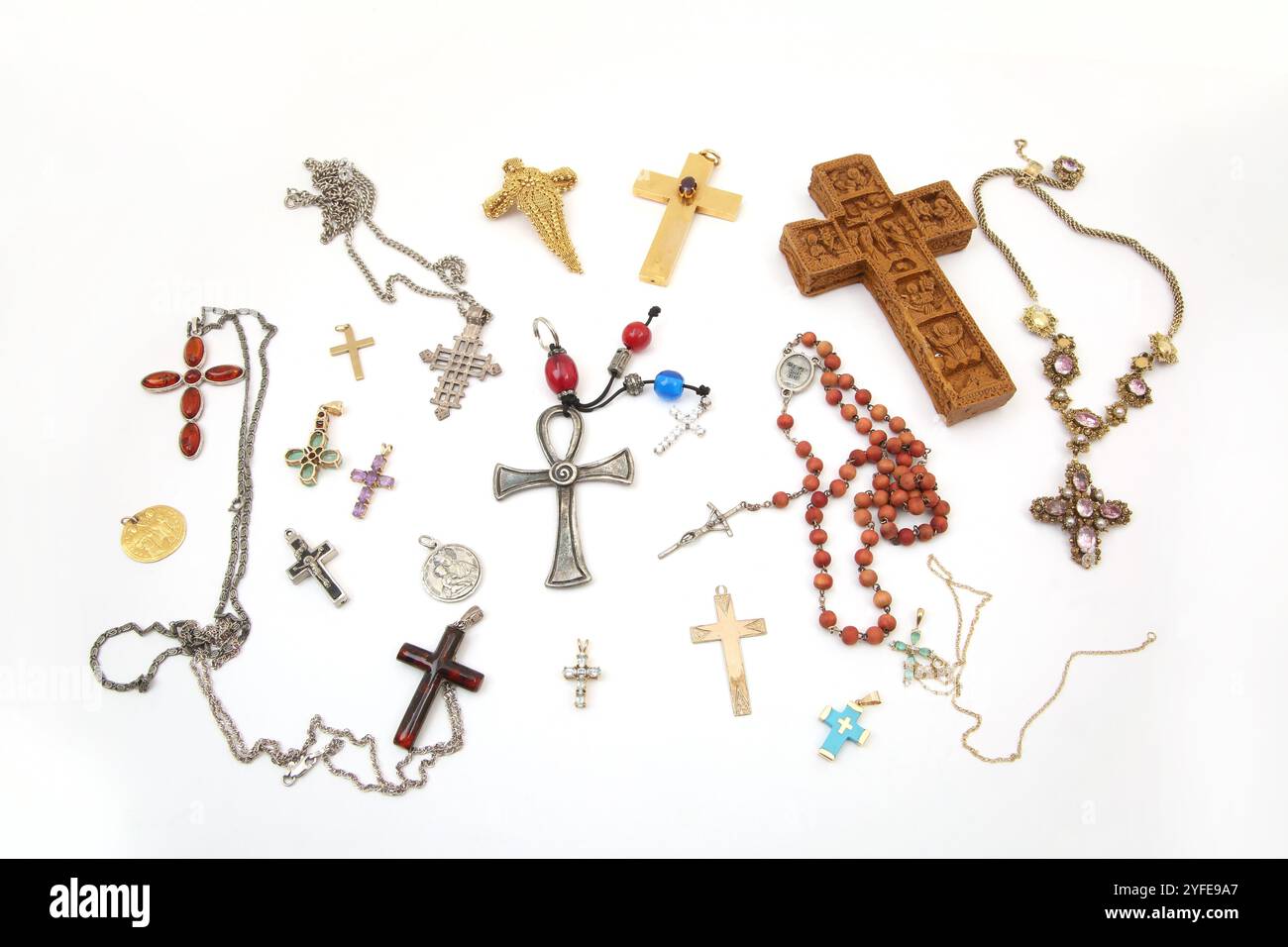 Collezione di croci e Crocifissi Foto Stock