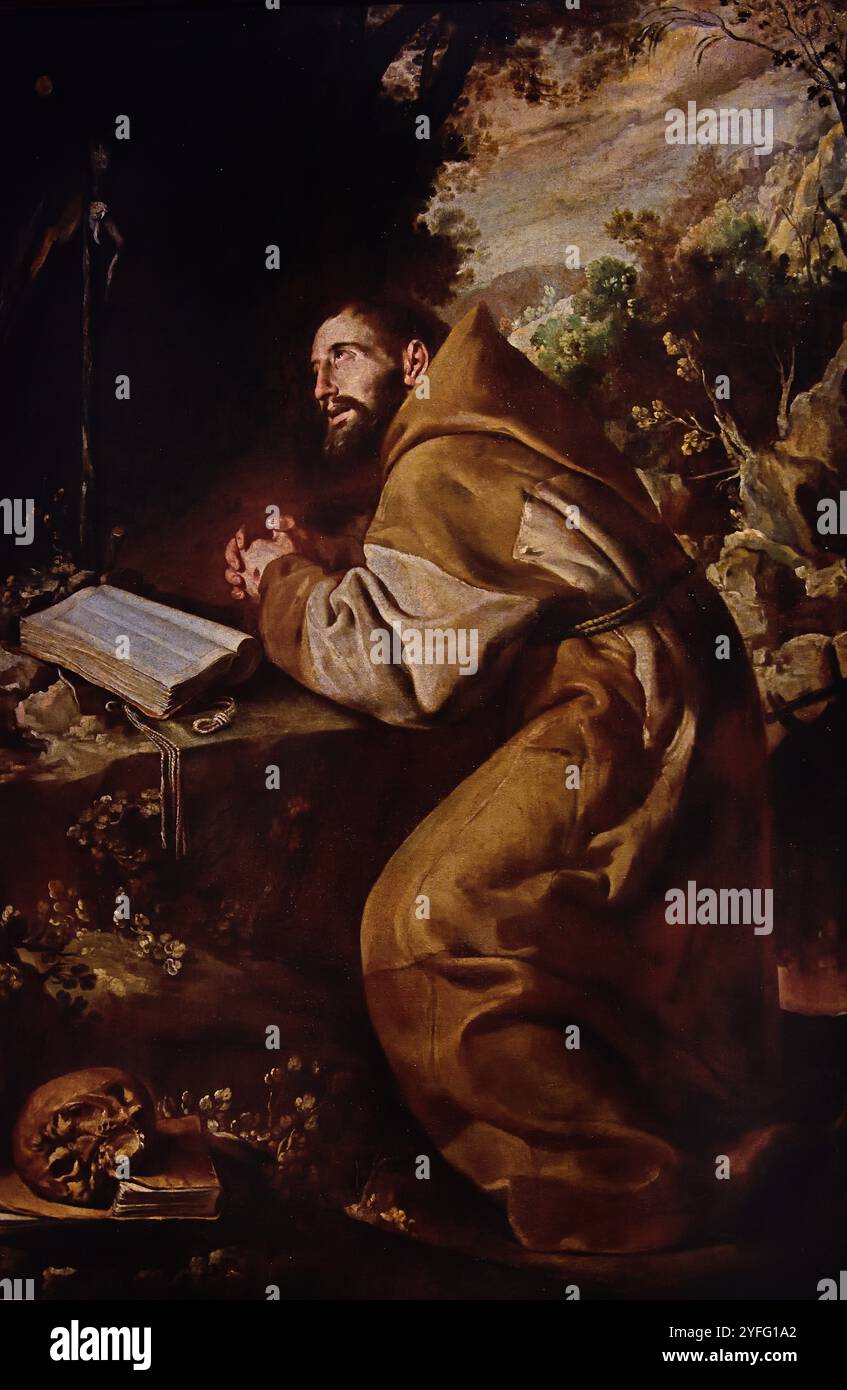 San Francesco in preghiera 1650 dell'artista Antonio del Castillo y Saavedra (1616–1668) XVII secolo, Spagna, spagnolo, Foto Stock