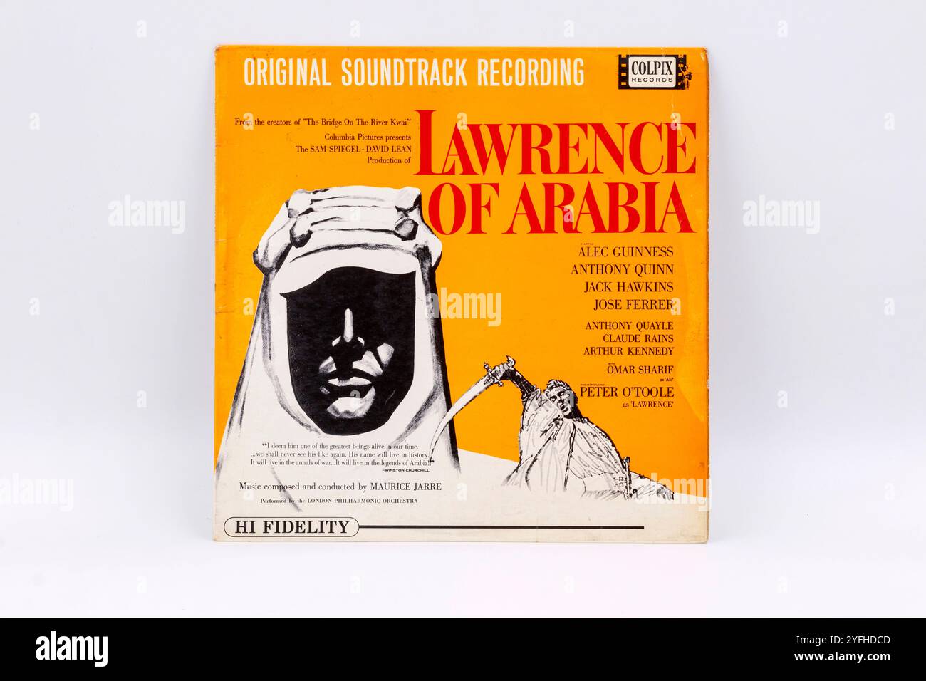 copertina del vinile originale per la registrazione della colonna sonora del film lawrence d'arabia Foto Stock