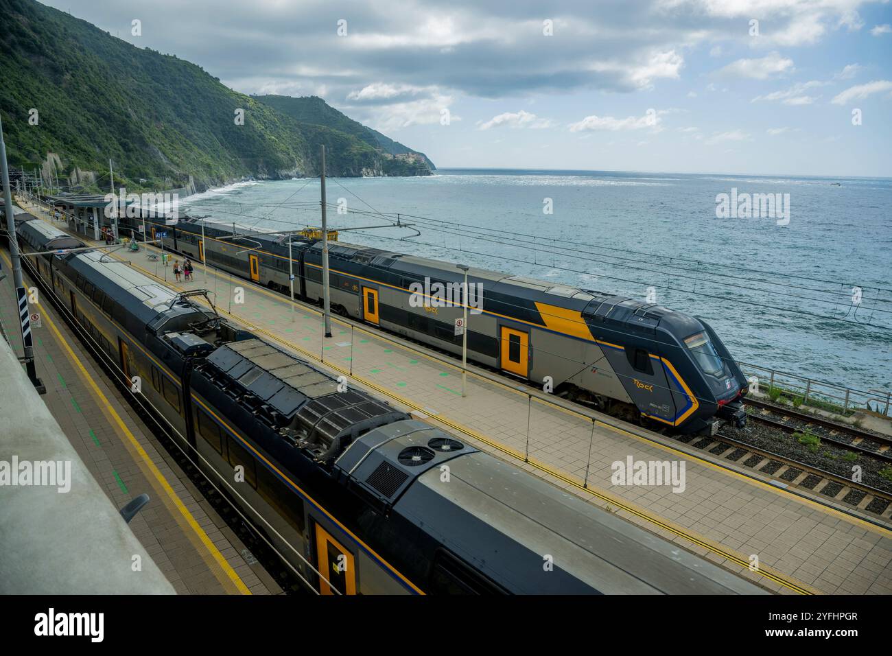 La stazione ferroviaria di Corniglia, cinque Terre, provincia di la Spezia, parte della regione Liguria, Italia settentrionale. Foto Stock