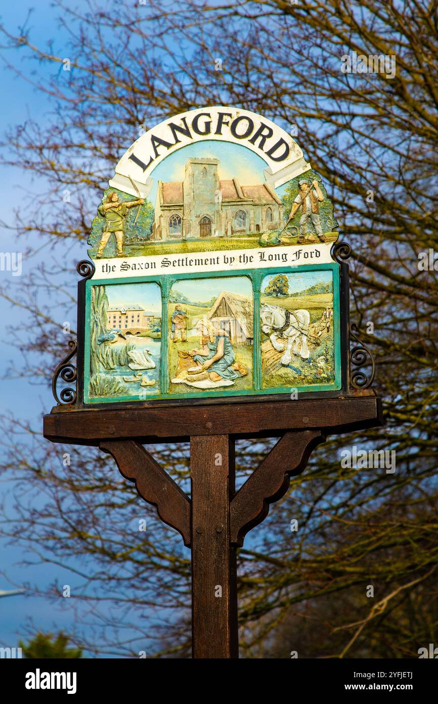 Insegna della città per Langford, Bedfordshire, Inghilterra Foto Stock