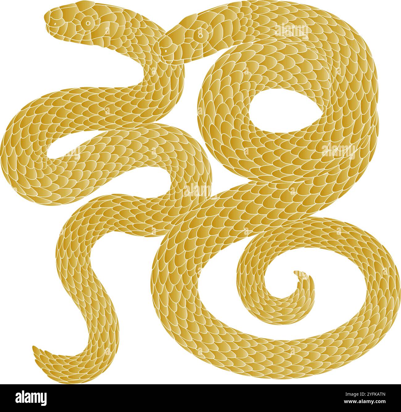 Il carattere astratto cinese 'fu' composto da serpenti dorati Illustrazione Vettoriale