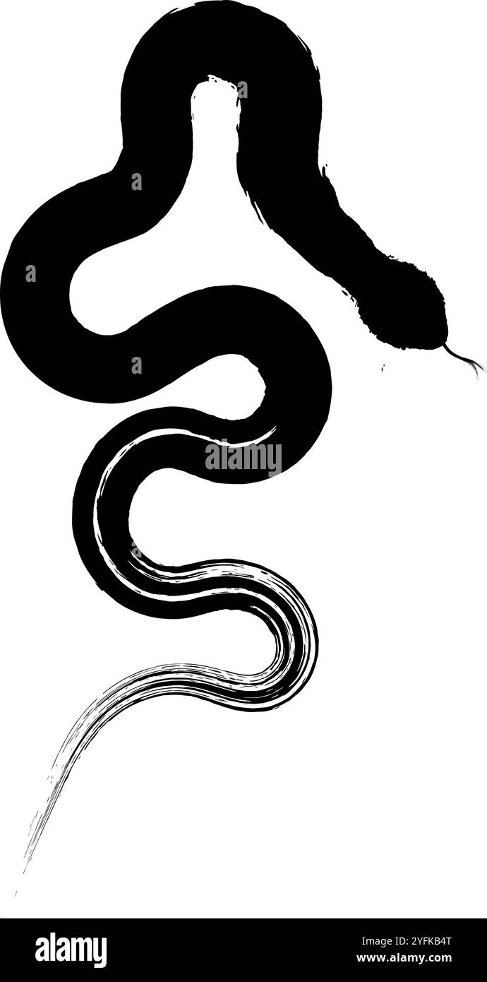 Un serpente astratto stile pennello Illustrazione Vettoriale