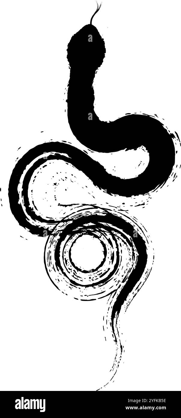 Un serpente astratto stile pennello Illustrazione Vettoriale