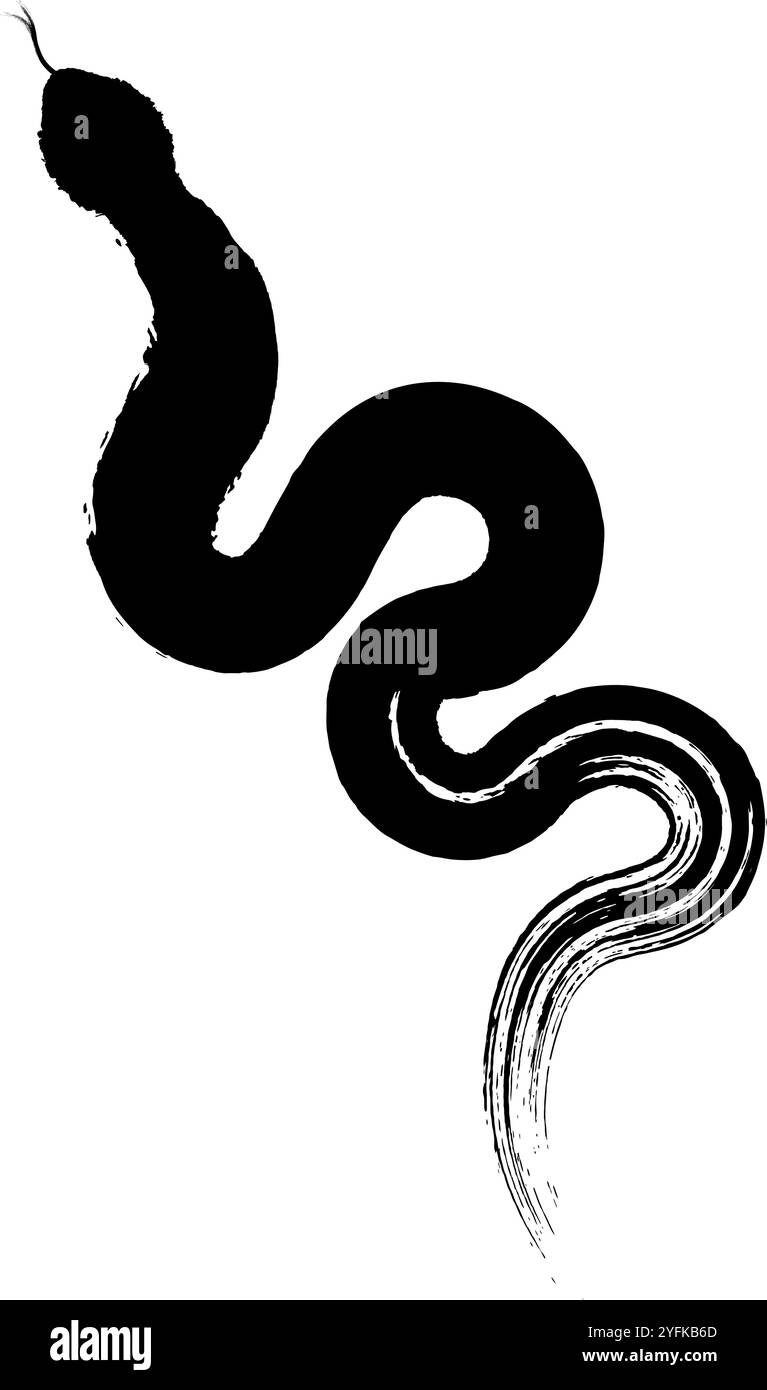 Un serpente astratto stile pennello Illustrazione Vettoriale