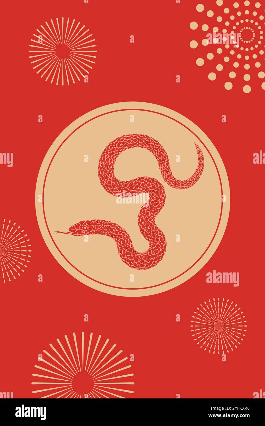 2025 anno cinese della copertina Snake Red Illustrazione Vettoriale