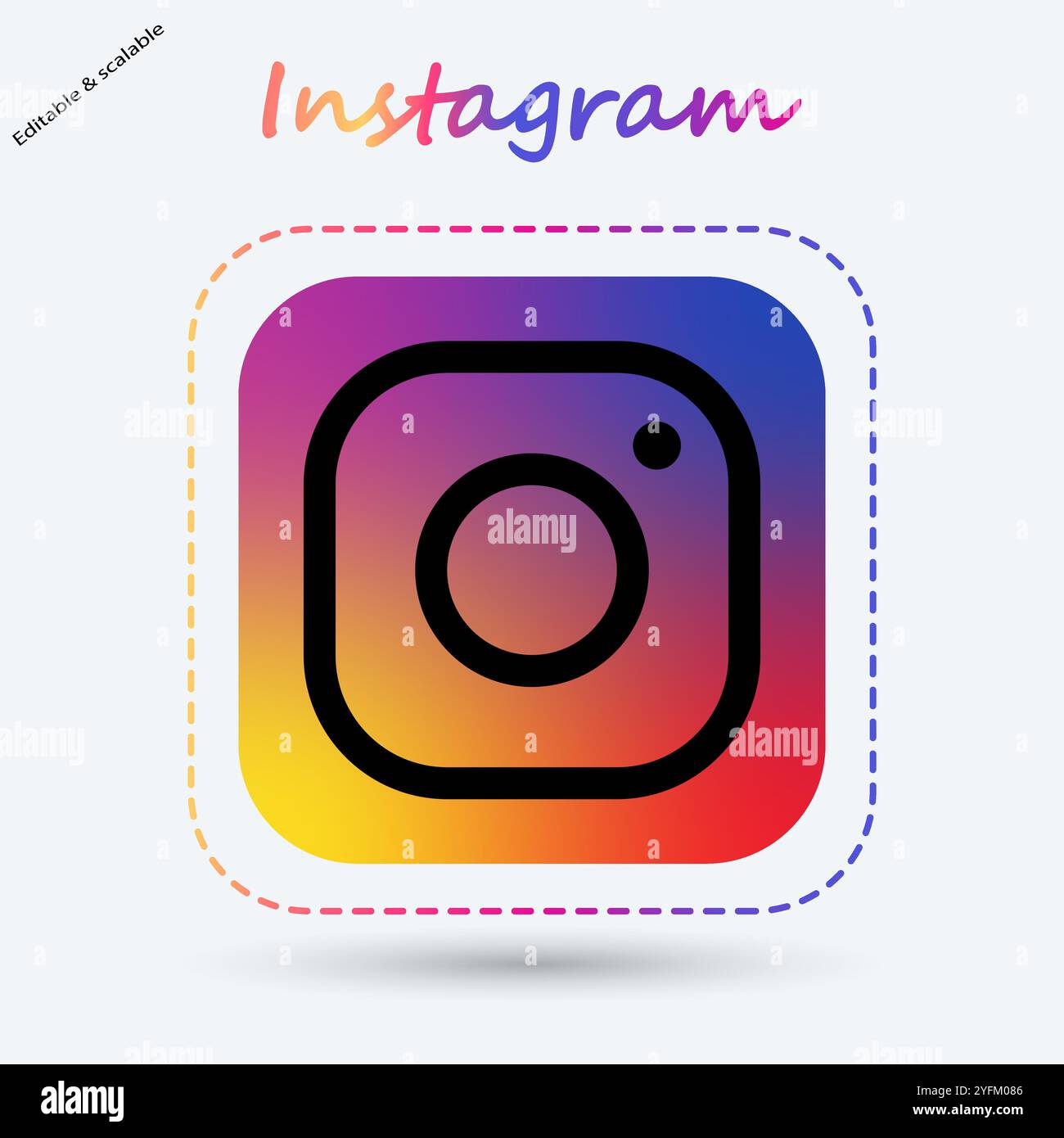 Confronto dei logo Instagram: Gradiente vs. Colore solido. Illustrazione Vettoriale