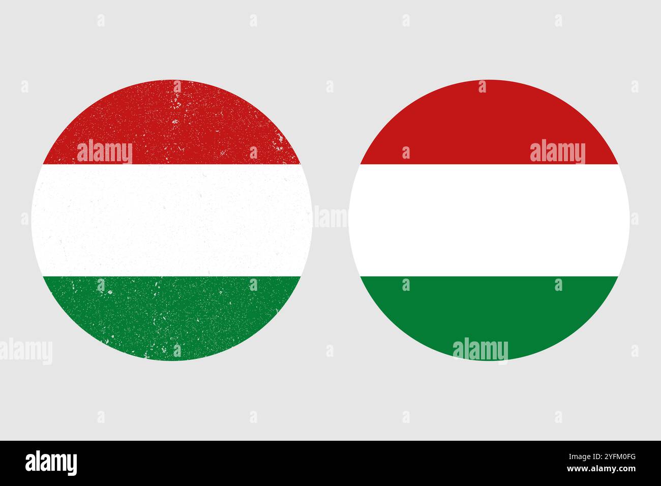 Due rappresentazioni della bandiera ungherese con rosso bianco e verde. Illustrazione Vettoriale