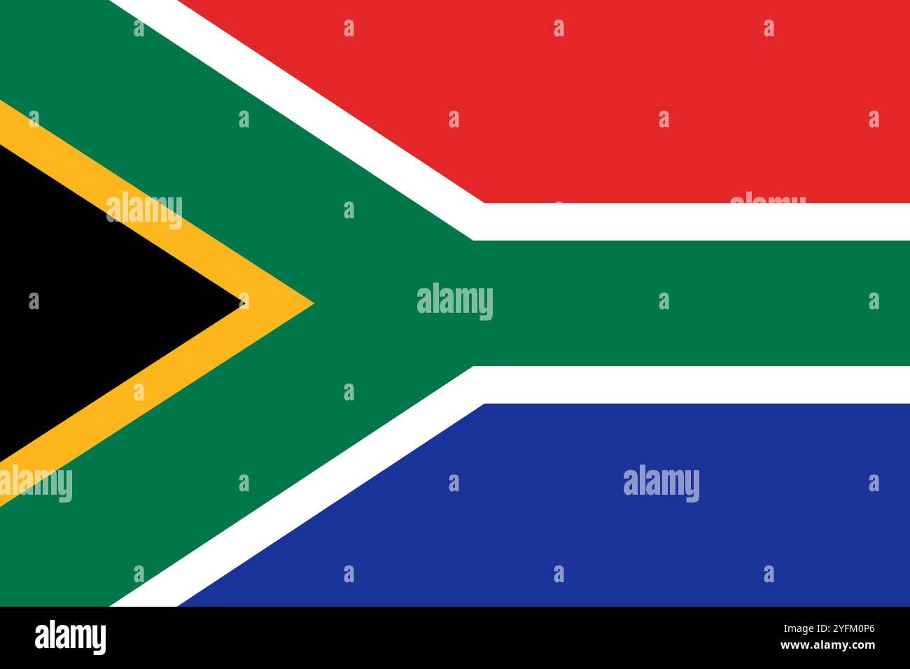 Bandiera del Sudafrica. Un'illustrazione della bandiera del Sudafrica. Una bandiera rettangolare. Icona a bandiera di dimensioni standard. Illustrazione Vettoriale