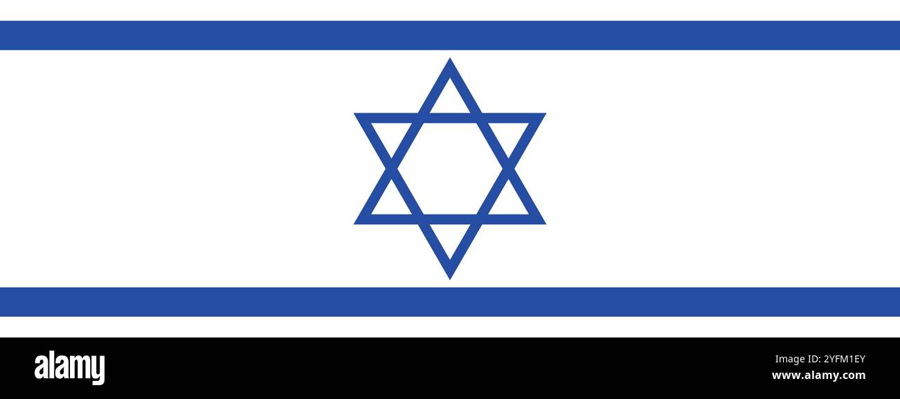 Immagine ad alta risoluzione della bandiera israeliana, che mostra la Stella di David. Illustrazione Vettoriale