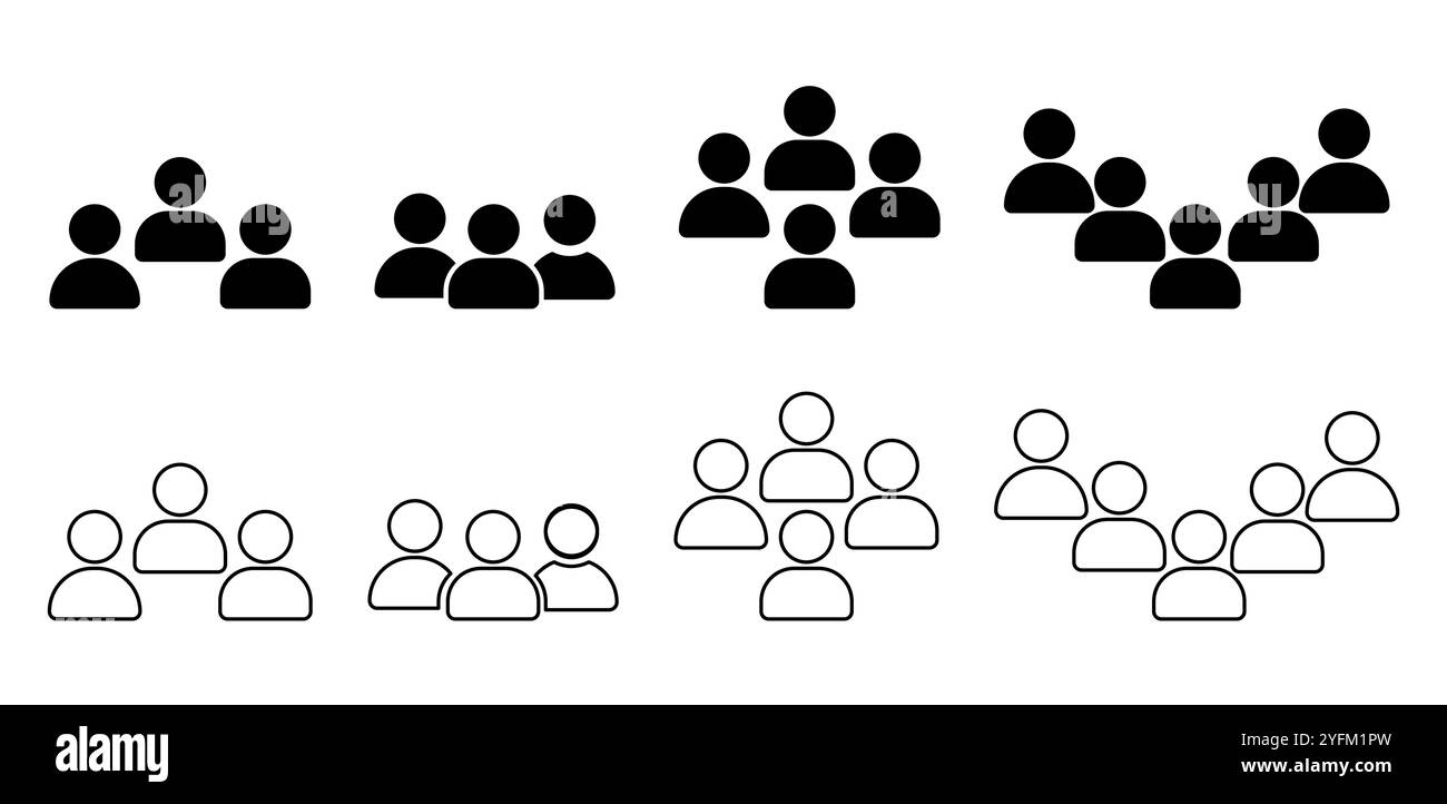 Set di icone utente. Avatar profilo e accesso utente. Silhouette icona utente. Illustrazione Vettoriale