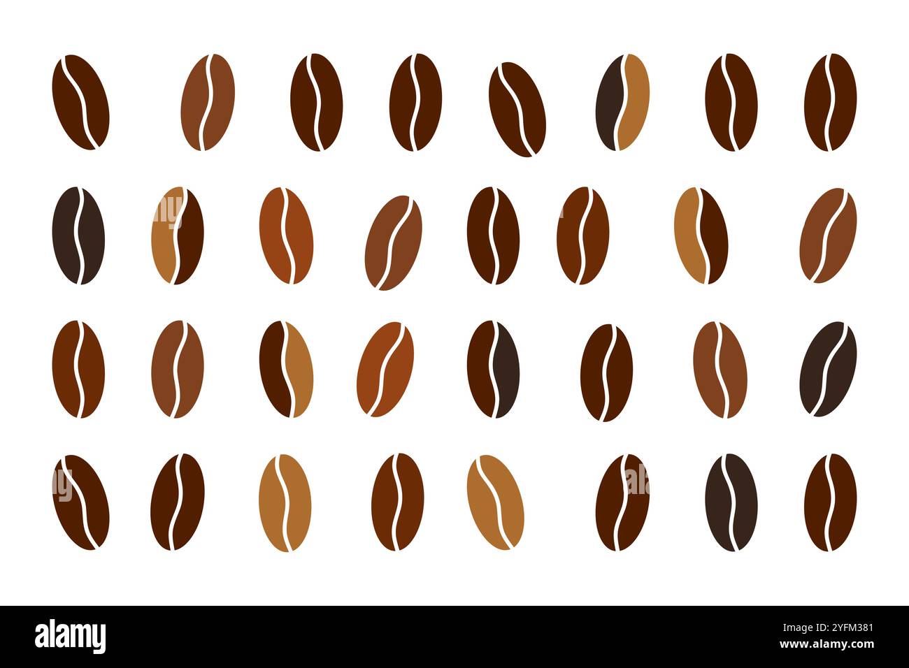 Sfumature di caffè: Guida visiva ai livelli di tostatura. Illustrazione Vettoriale