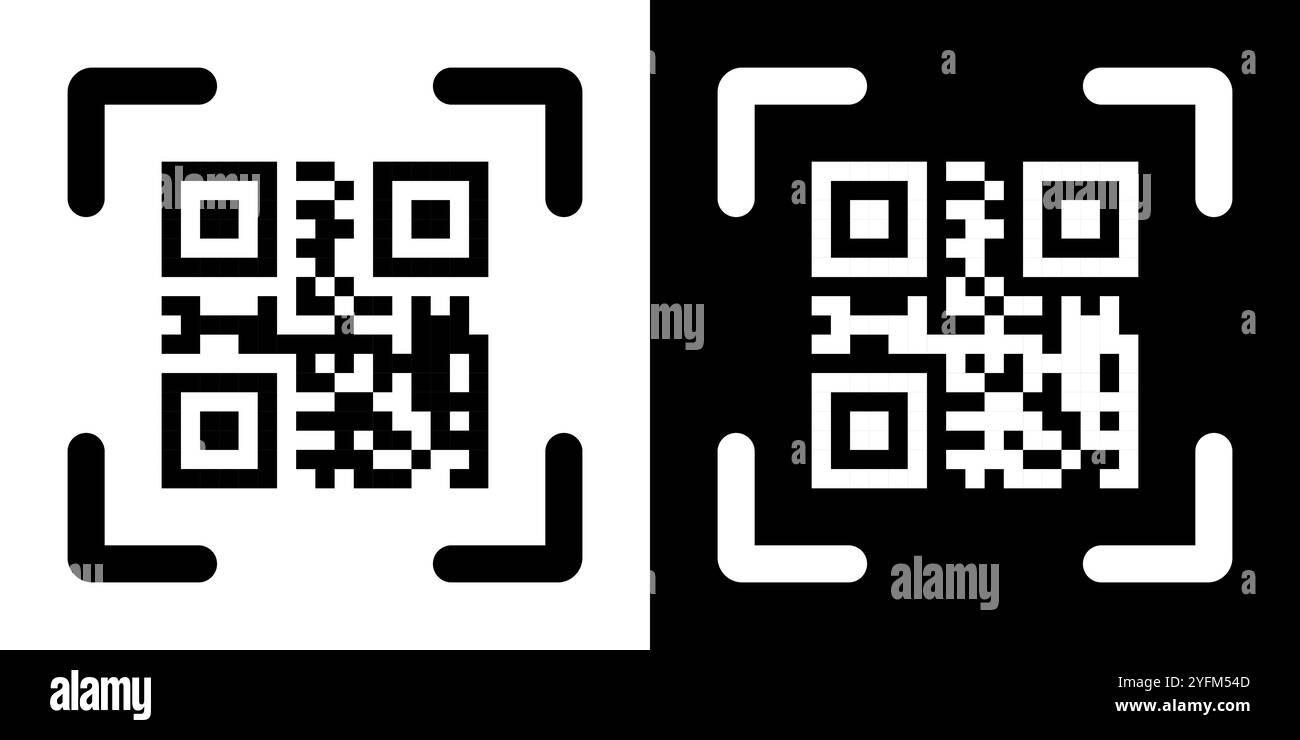 Immagine vettoriale scansione codice QR falso. Illustrazione Vettoriale