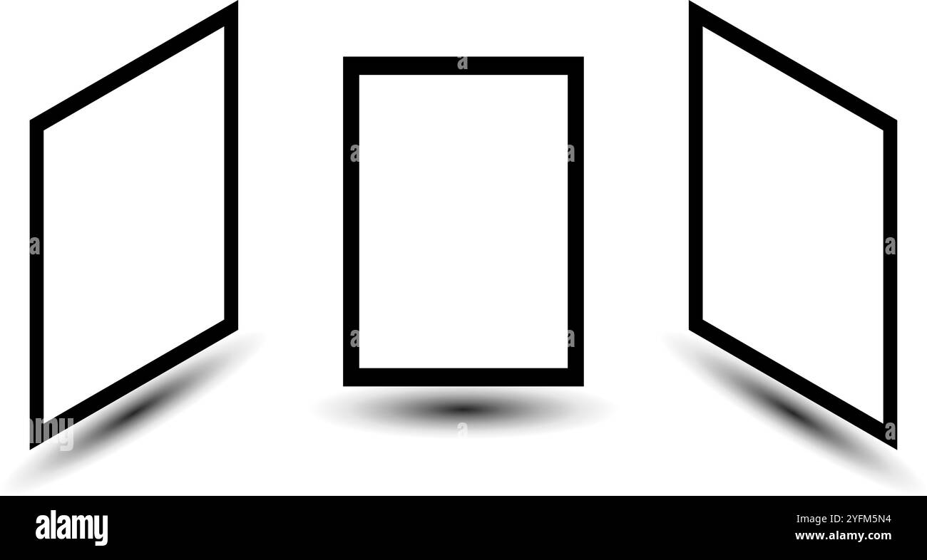 Cornici fotografiche vuote su sfondo bianco. Illustrazione Vettoriale