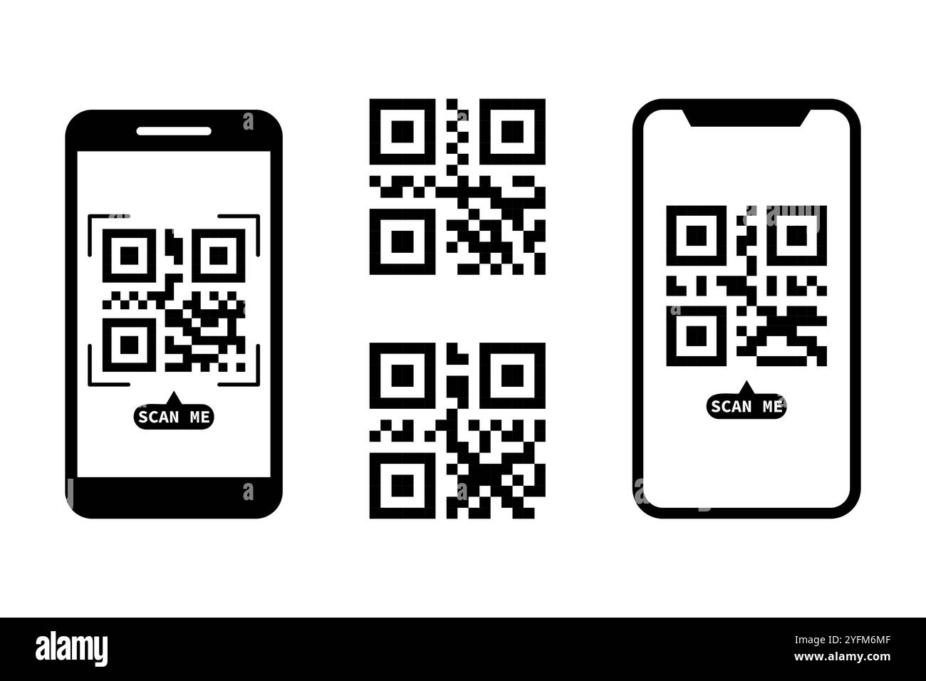 Immagine vettoriale scansione codice QR falso. Illustrazione Vettoriale