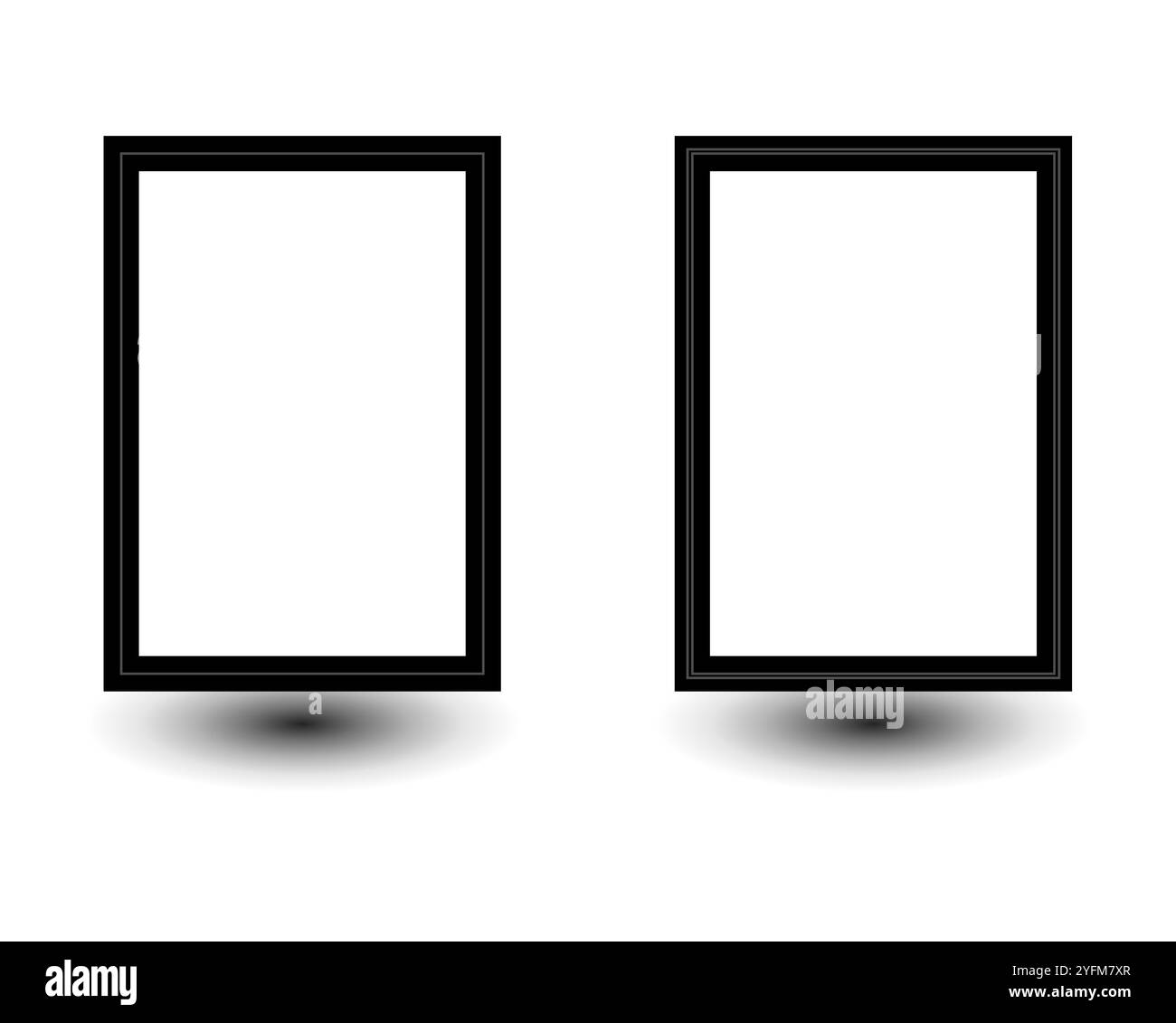 Cornici fotografiche vuote su sfondo bianco. Illustrazione Vettoriale
