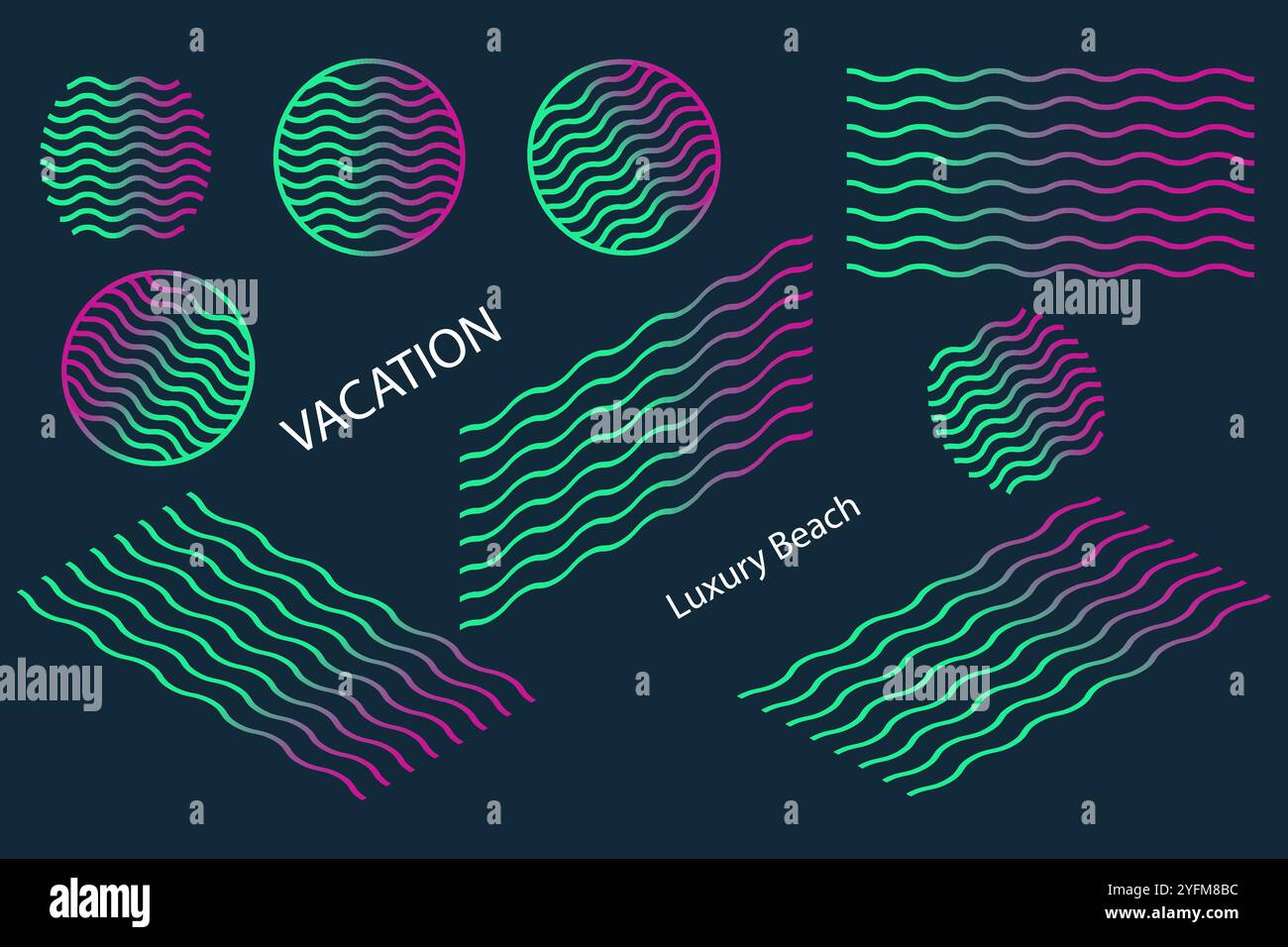 Vacanza trendy Vibes in una spiaggia di lusso. Illustrazione Vettoriale