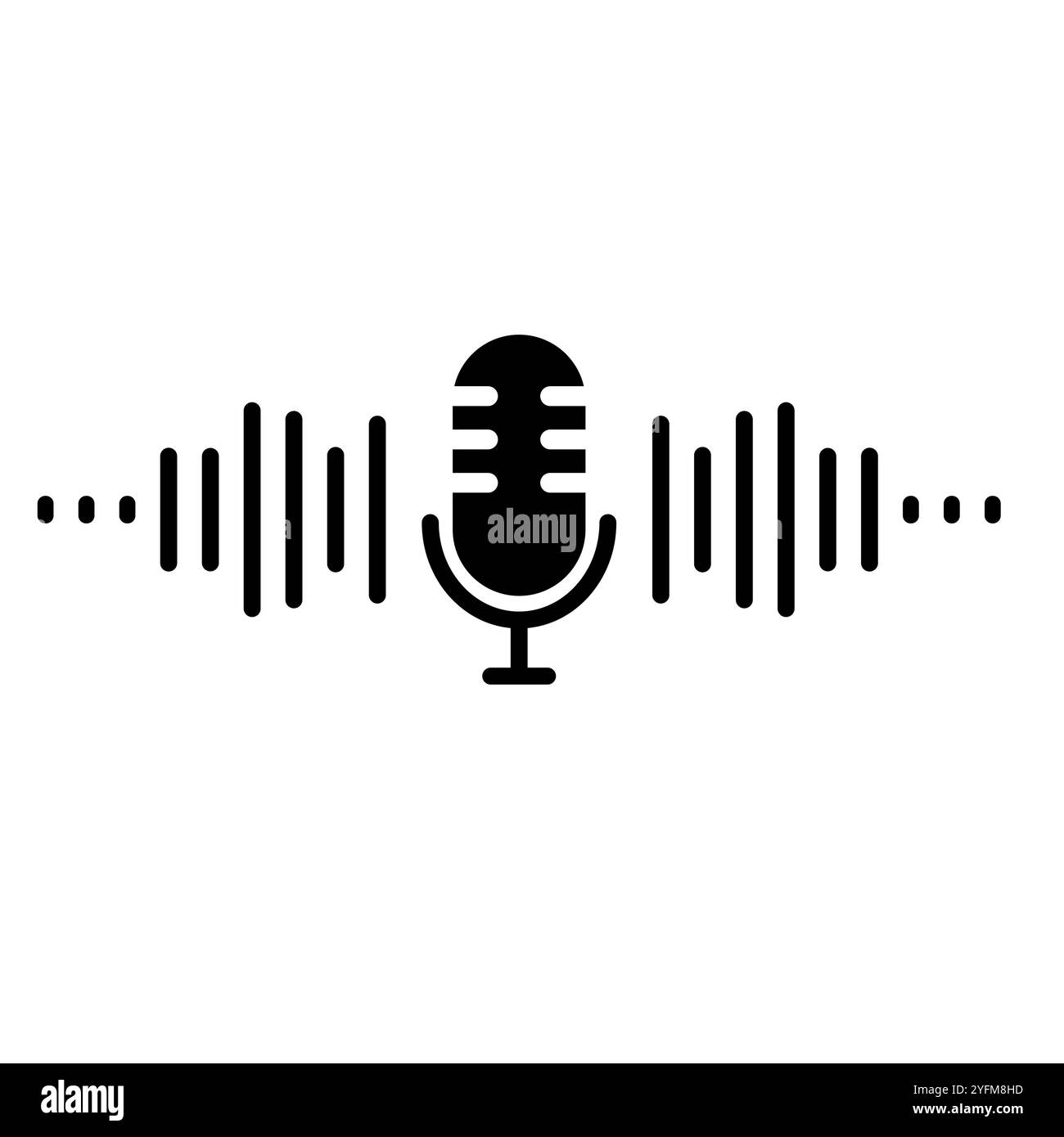 Semplice icona di un microfono con onde audio. Illustrazione Vettoriale