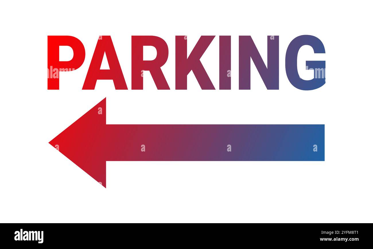 Segnale di parcheggio che indica la direzione dei veicoli. Illustrazione Vettoriale
