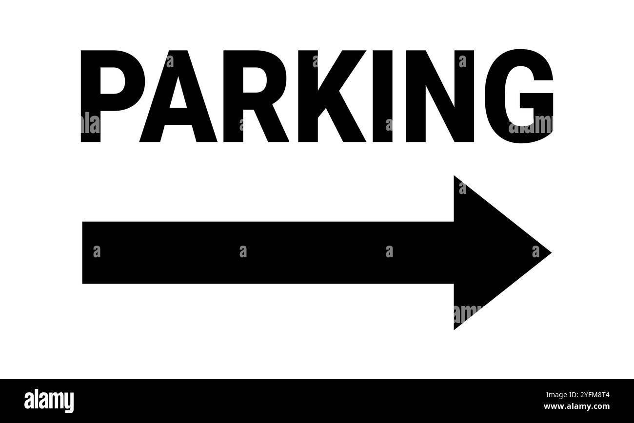 Segnale di parcheggio che indica la direzione dei veicoli. Illustrazione Vettoriale