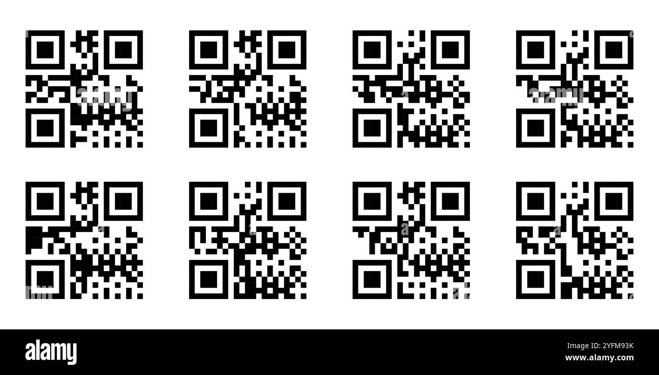 Immagine vettoriale scansione codice QR falso. Illustrazione Vettoriale