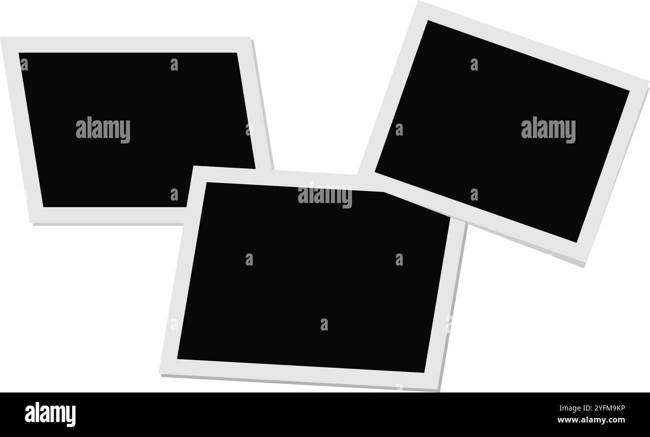 Cornici fotografiche vuote su sfondo bianco. Illustrazione Vettoriale